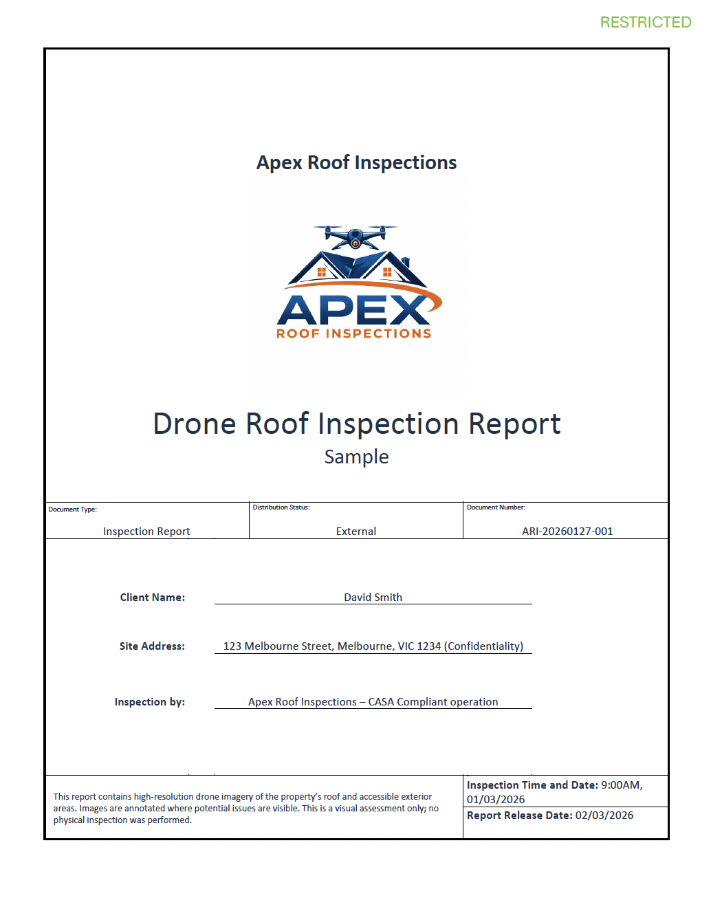 Sample inspection report preview